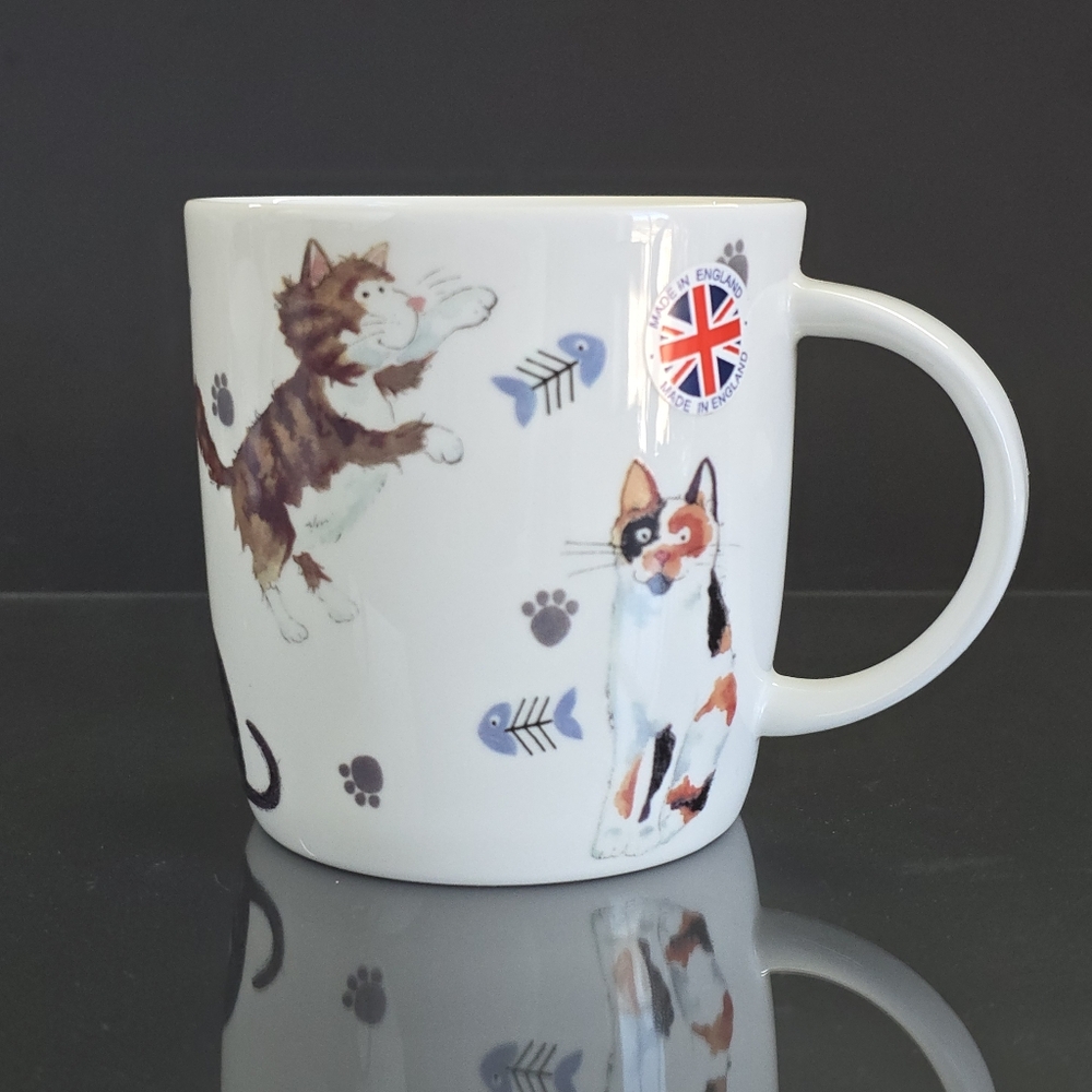 New ROY KIRKHAM CAT MUG CUP FINE BONE CHINA FISH MOUSE ENGLAND GIFT CAT LOVERS